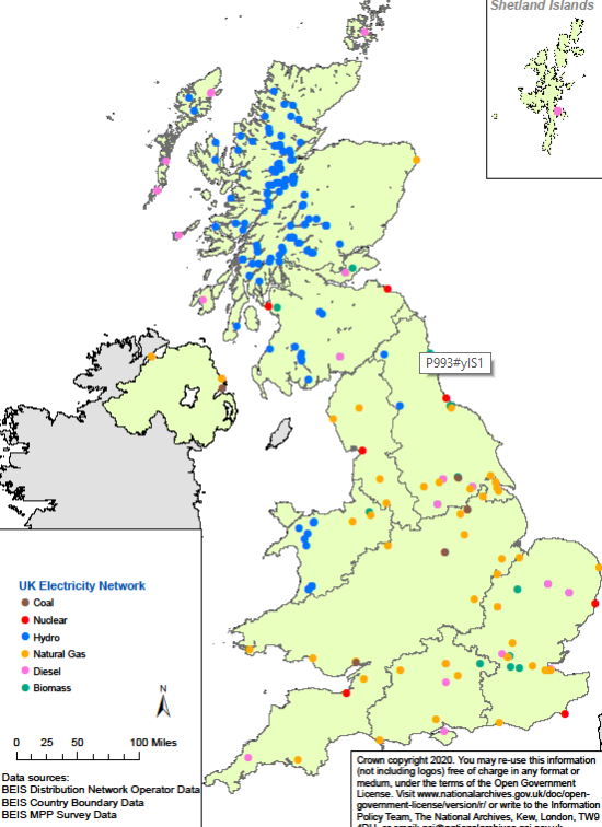 Location of Major Power Producers in UK